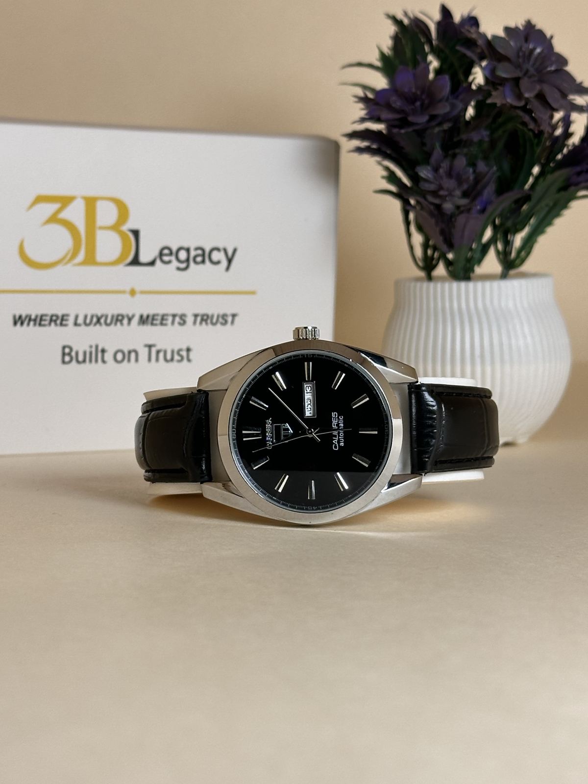 CALIBRES Classic Arabic Day Watch in Black — 3bLegacy Watches, view 1