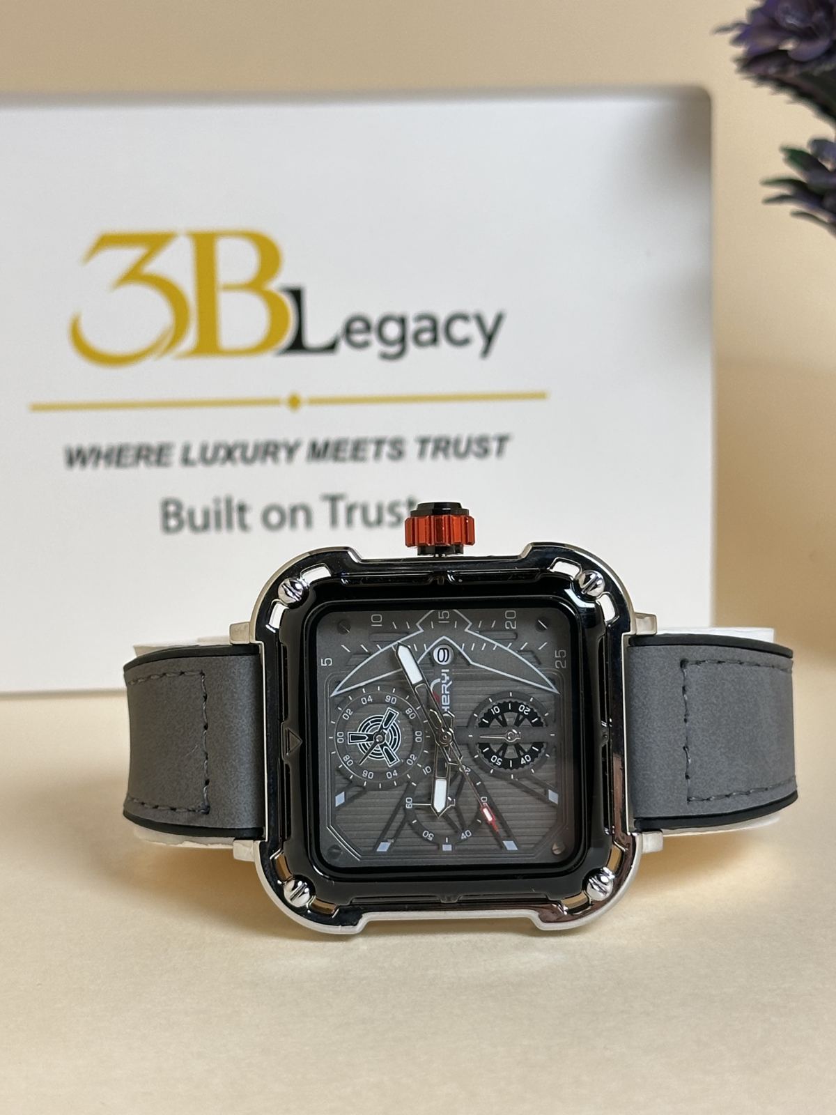 Heryi Square Dial in Grey — 3bLegacy Watches, view 3