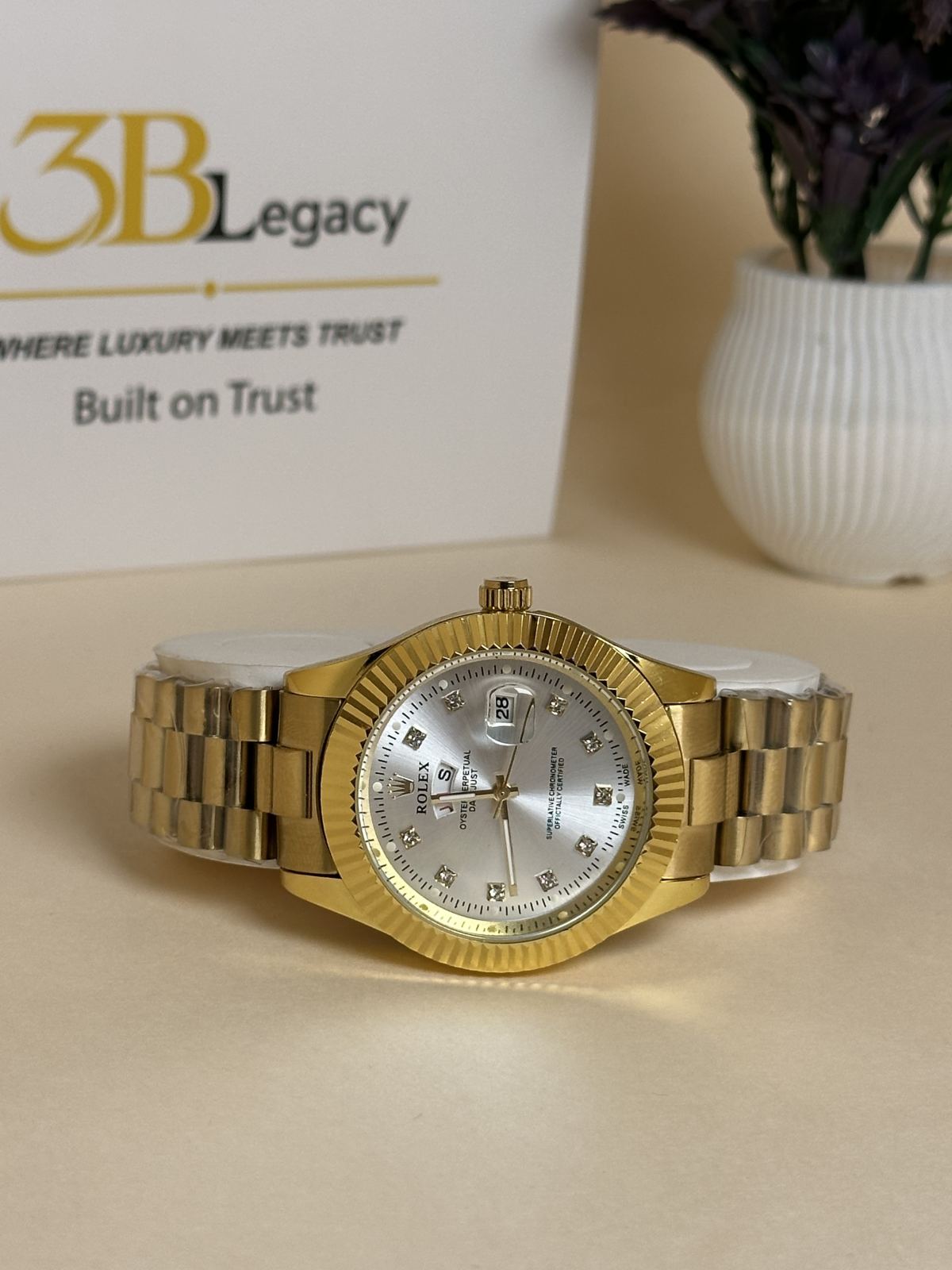 Rolex Day & Date just || Two-Tone in Silver Dial || Golden Chain — 3bLegacy Watches, view 3