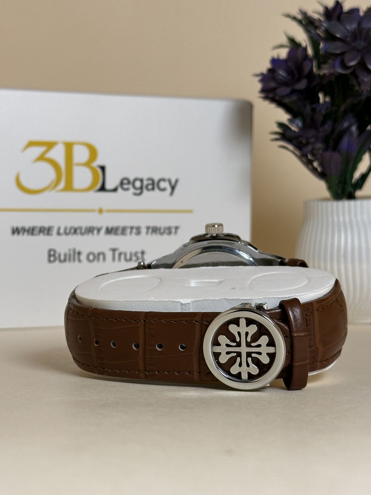 Patek Philip Geneve in Black Dial || Black Strap — 3bLegacy Watches, view 3