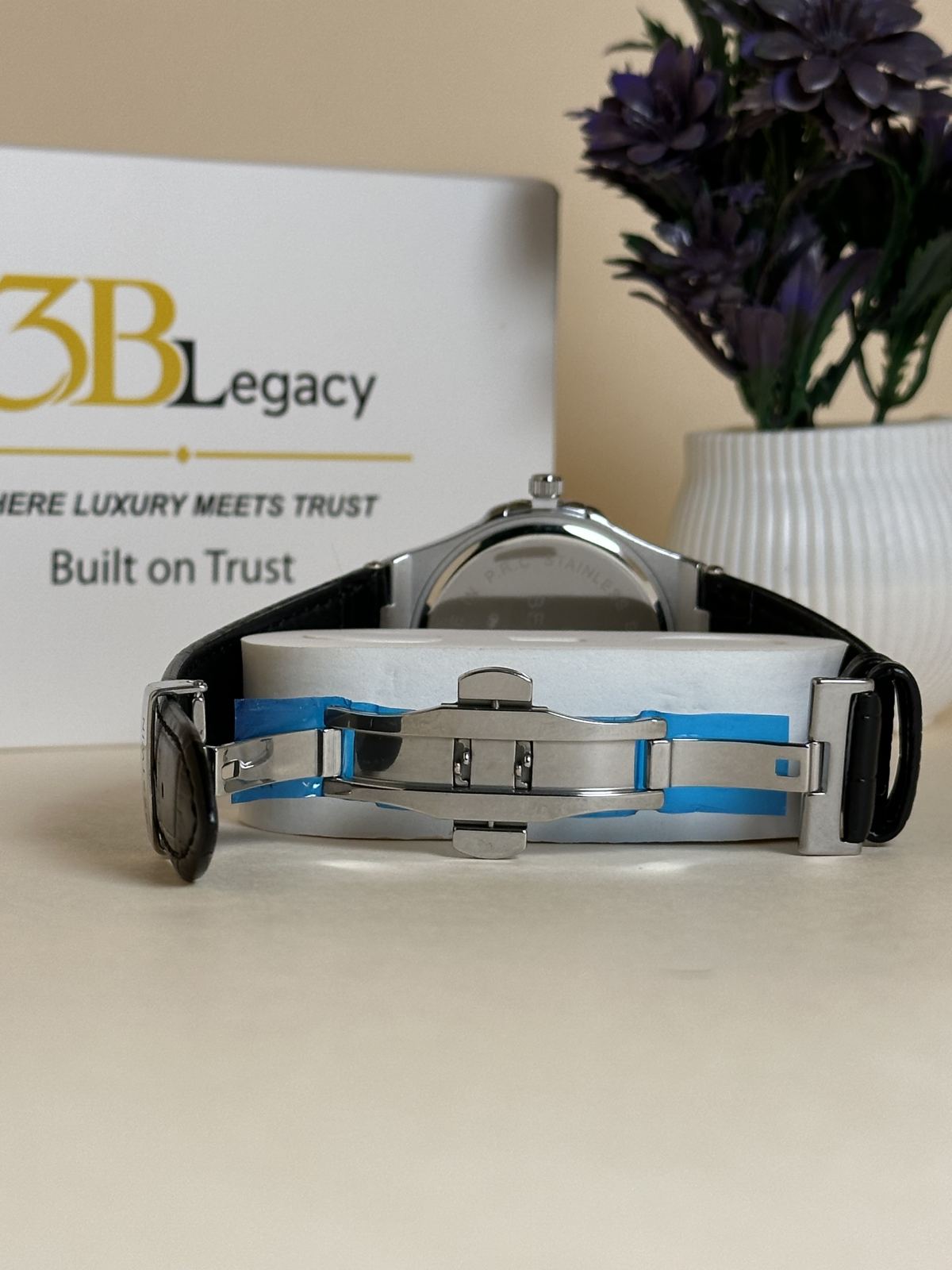 BESTWIN Octagon Classic Watch in Black Dial || Black Strap — 3bLegacy Watches, view 4