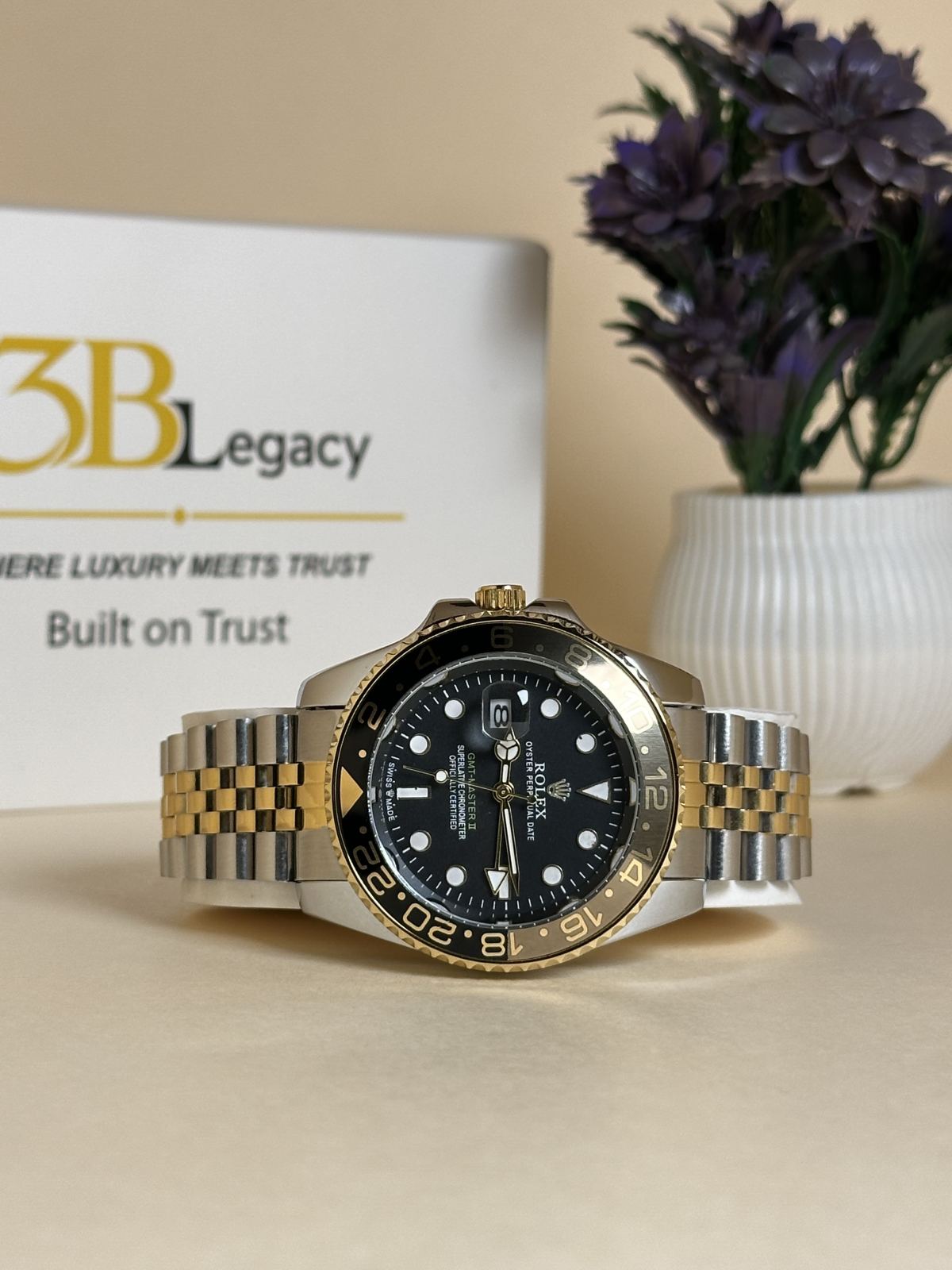 Two-Tone Rotating Bazel in Black Dial || Two-Tone — 3bLegacy Watches, view 1