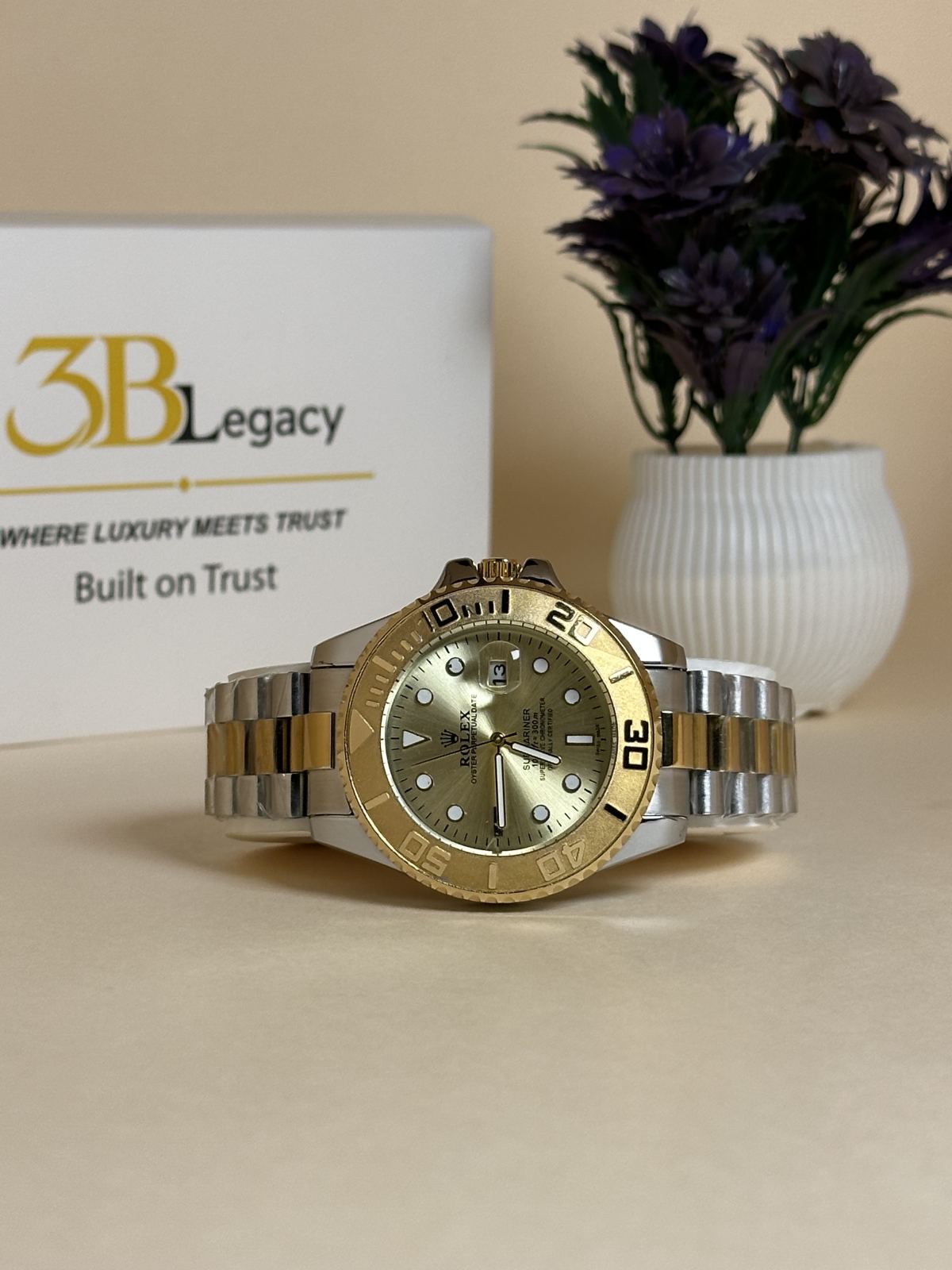 Two-Tone Rotating Bazel in Golden Dial || Two-Tone — 3bLegacy Watches, view 3