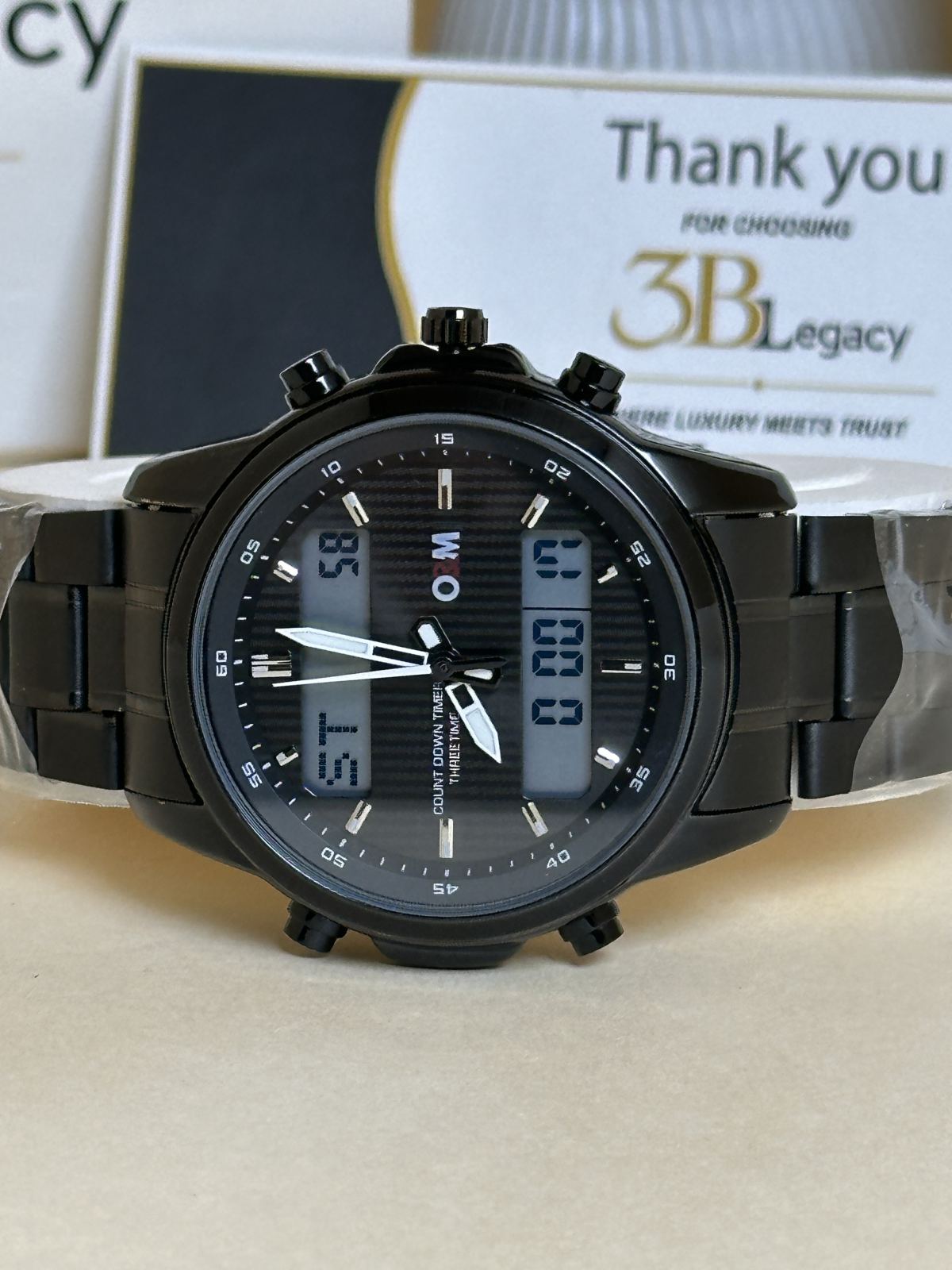 O&M Luxury Watch | Dual Time in Golden — 3bLegacy Watches