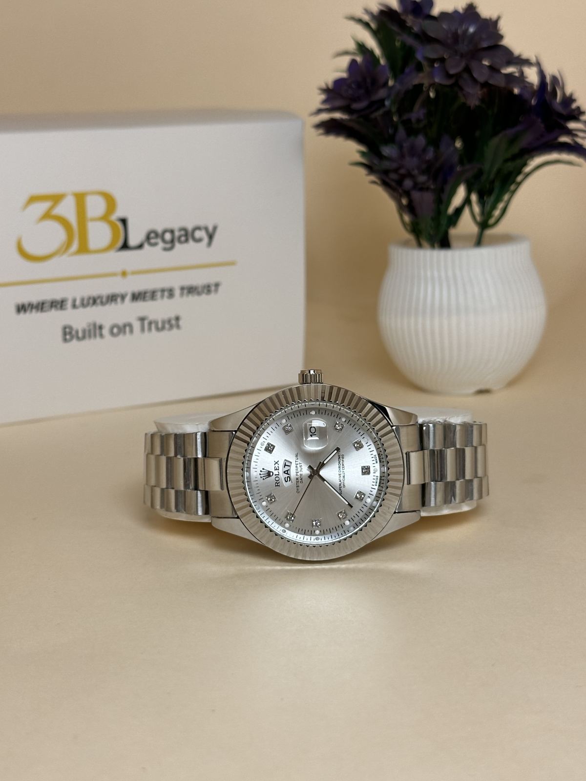 Rolex Day & Date just || Two-Tone in Silver Dial || Silver Chain — 3bLegacy Watches, view 5