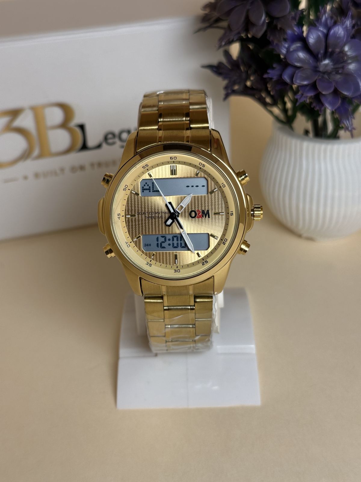O&M Luxury Watch | Dual Time in Golden — 3bLegacy Watches, view 1